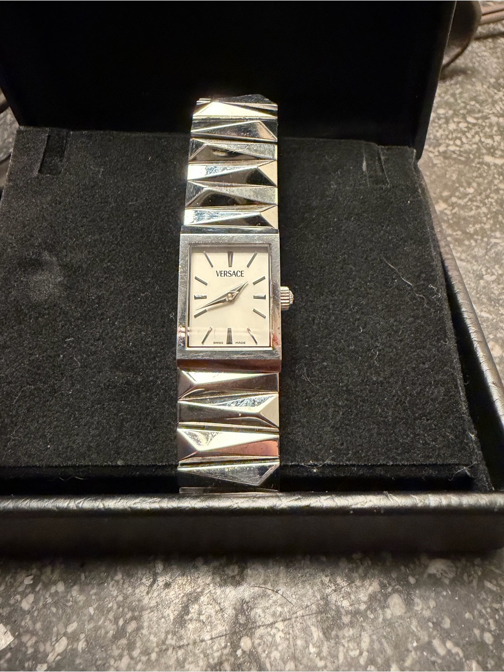Versace Silver Women's Pyramid-Link Bracelet Watch